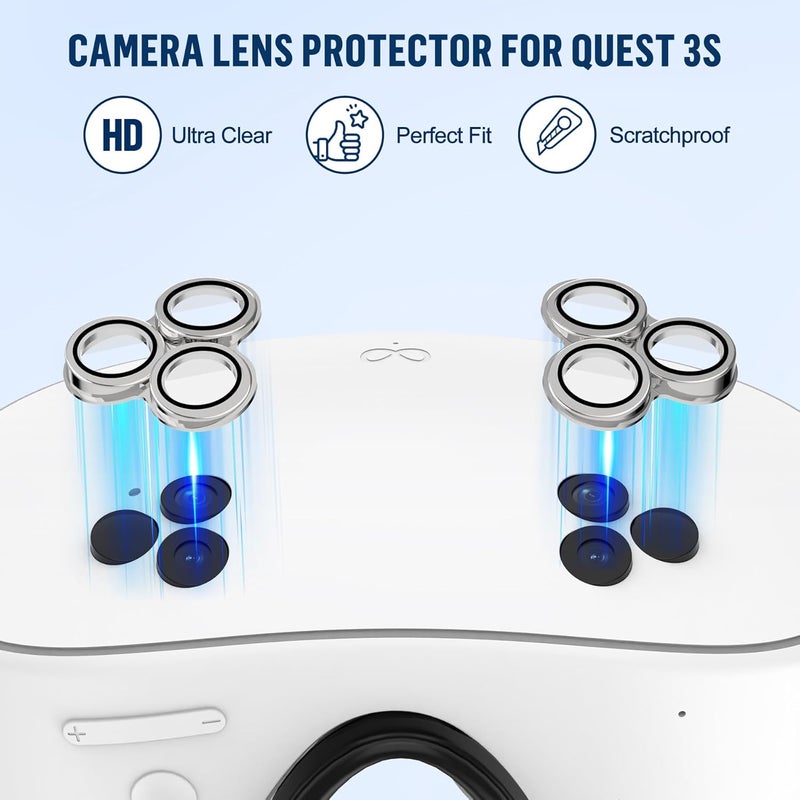 ms cleo Silicone Cover Set Compatible with Meta/Oculus Quest 3s Accessories, Silicone Face Cover, Controller Grip Cover, Camera Lens Protector, VR Shell Cover, Protective Lens Cover, Not Fit Quest 3 - Image 4